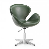 Manhattan Comfort AC038-FG Raspberry Forest Green and Polished Chrome Faux Leather Adjustable Swivel Chair